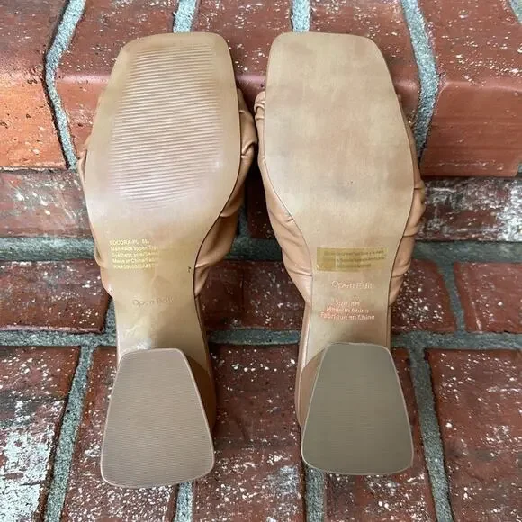 Open Edit Cora Tan Twisted Slide Sandals - Women's Size 8 Block Heel - Picture 6 of 7